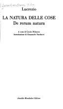 Cover  La natura delle cose