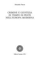 Cover  Crimine e giustizia in tempo di peste nell'Europa moderna