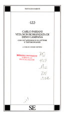 Copertina  Vita non romanzata di Dino Campana : con un'appendice di lettere e testimonianze